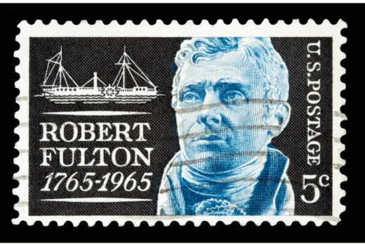 Robert Fulton Stamp from Robert Fulton and His Folly by H.D. Ingles