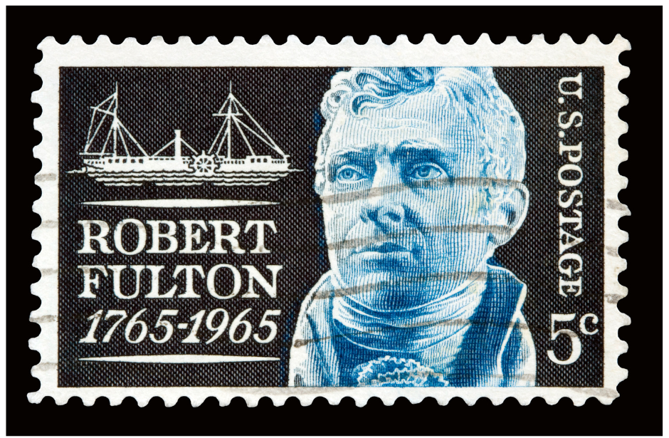 Robert Fulton Stamp from Robert Fulton and His Folly by H.D. Ingles