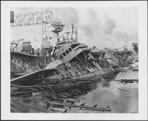 Damage at Pearl Harbor-December 7, 1941
